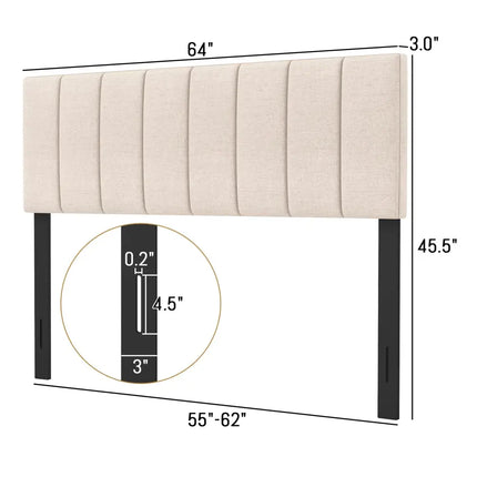 Linen Upholstered Headboard with Solid Wood Legs and Adjustable Width-Beige - Beige - Headboards