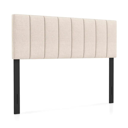 Linen Upholstered Headboard with Solid Wood Legs and Adjustable Width-Beige - Beige - Headboards