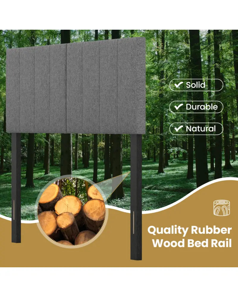 Linen Upholstered Headboard with Solid Wood Legs and Adjustable Width-Dark Gray - Dark Gray - Headboards