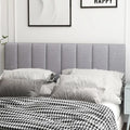 Linen Upholstered Headboard with Solid Wood Legs and Adjustable Width-Gray - Gray - Headboards