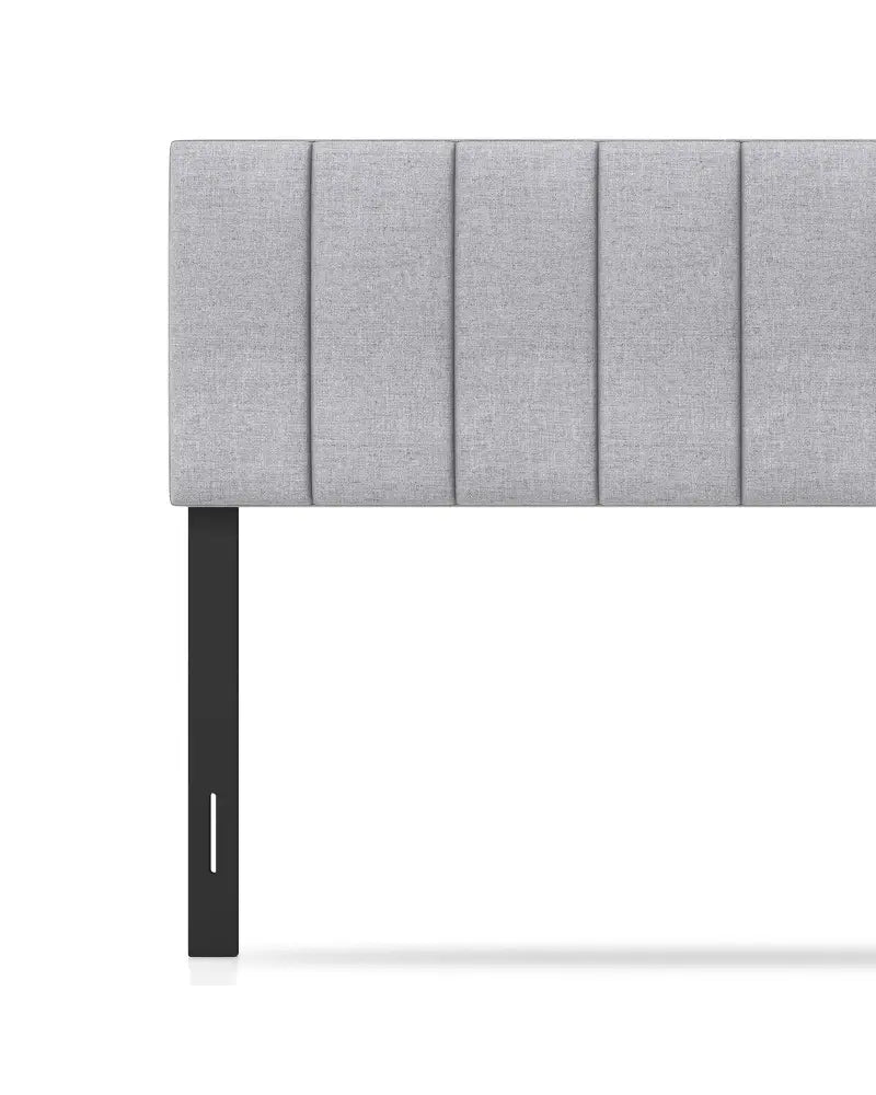 Linen Upholstered Headboard with Solid Wood Legs and Adjustable Width-Gray - Gray - Headboards