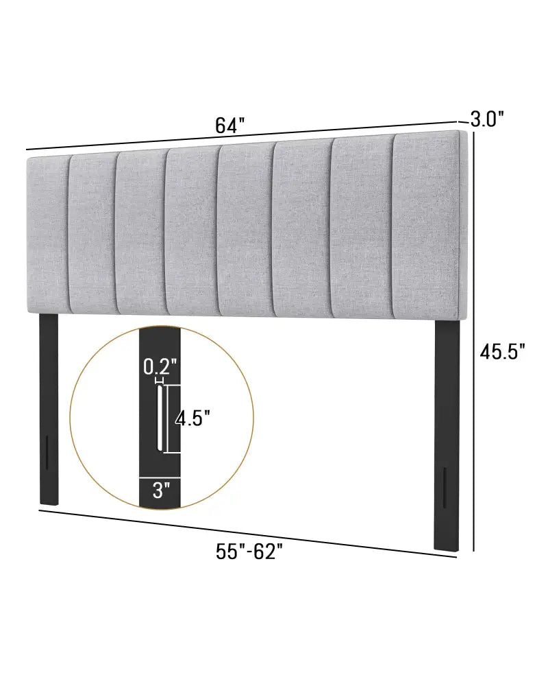 Linen Upholstered Headboard with Solid Wood Legs and Adjustable Width-Gray - Gray - Headboards