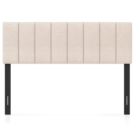 Linen Upholstered Headboard with Solid Wood Legs and Adjustable Width-Beige - Beige - Headboards