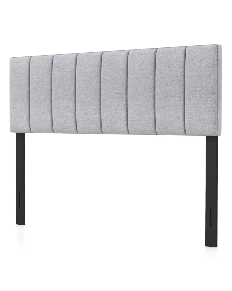 Linen Upholstered Headboard with Solid Wood Legs and Adjustable Width-Gray - Gray - Headboards