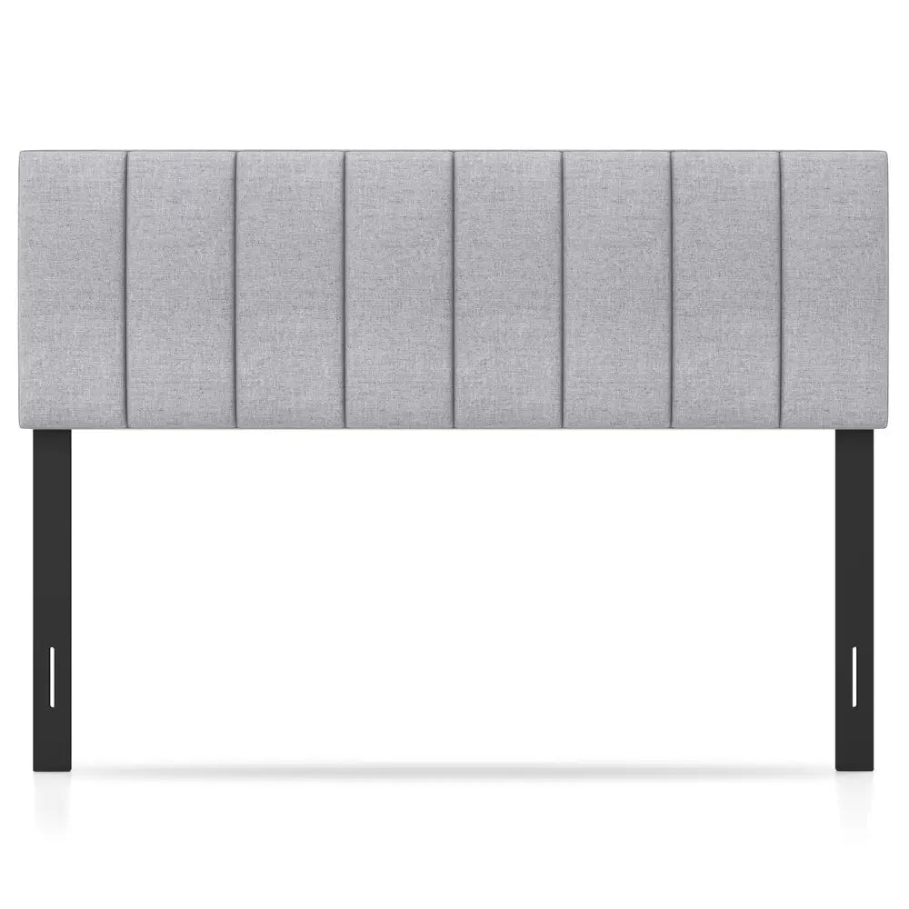 Linen Upholstered Headboard with Solid Wood Legs and Adjustable Width-Gray - Gray - Headboards