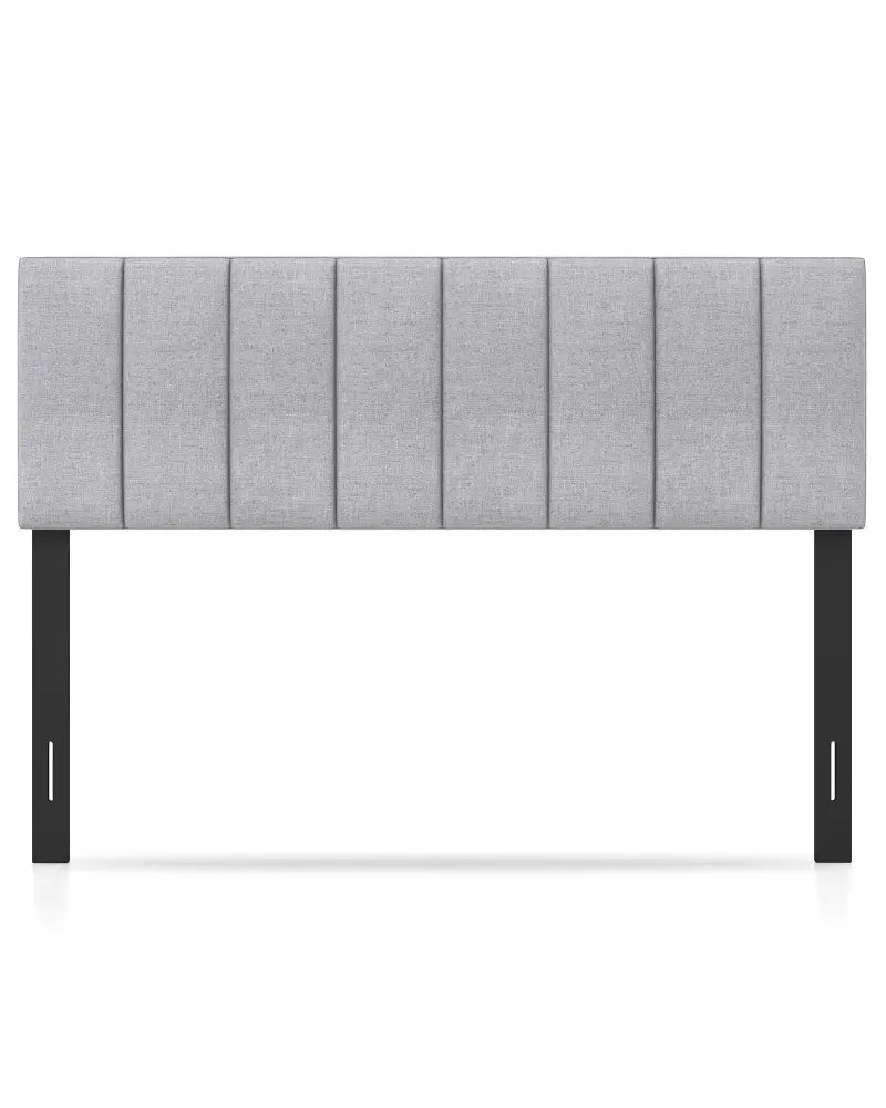 Linen Upholstered Headboard with Solid Wood Legs and Adjustable Width-Gray - Gray - Headboards
