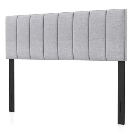Linen Upholstered Headboard with Solid Wood Legs and Adjustable Width-Gray - Gray - Headboards