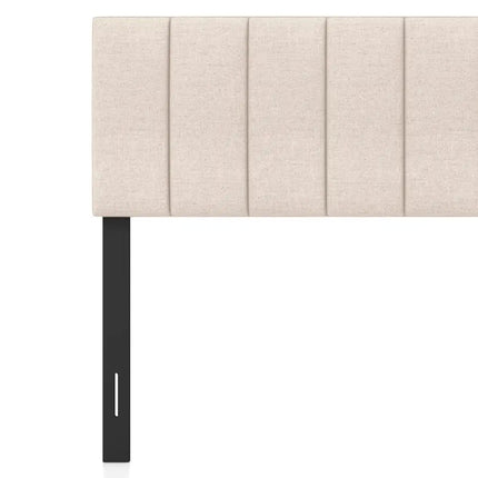 Linen Upholstered Headboard with Solid Wood Legs and Adjustable Width-Beige - Beige - Headboards