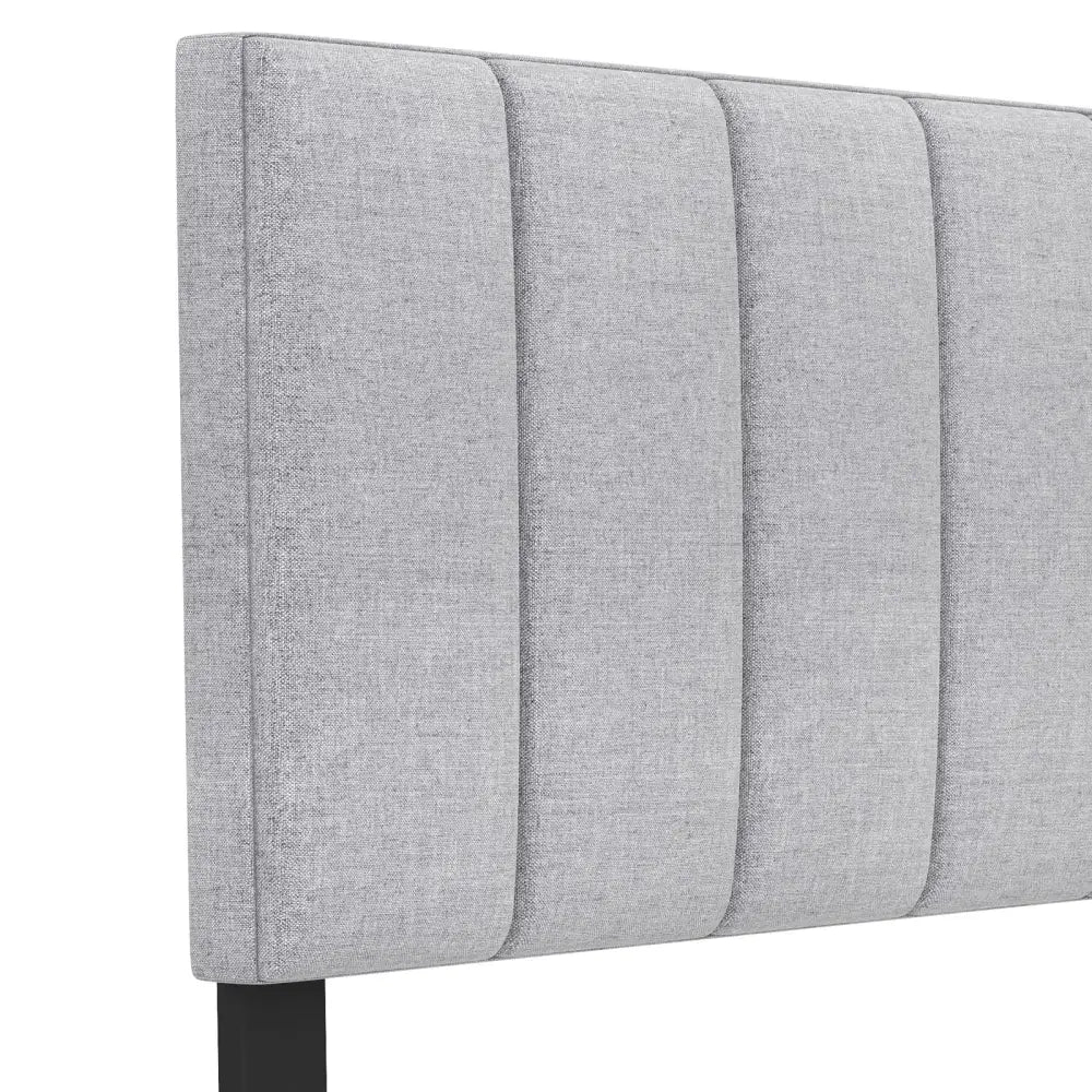 Linen Upholstered Headboard with Solid Wood Legs and Adjustable Width-Gray - Gray - Headboards