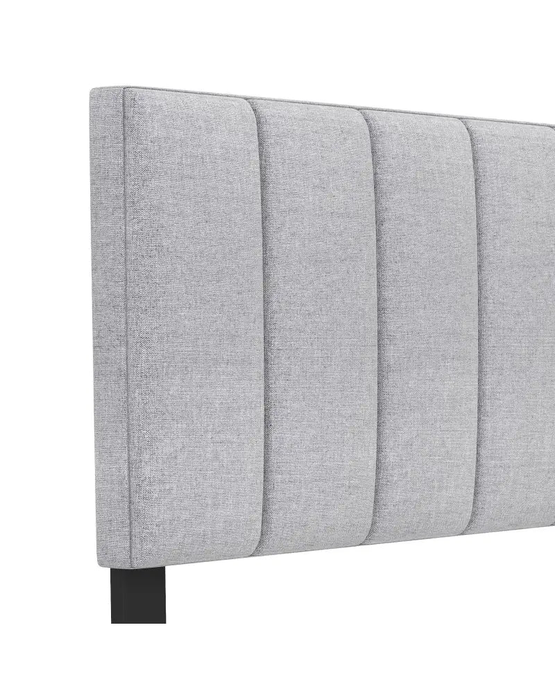 Linen Upholstered Headboard with Solid Wood Legs and Adjustable Width-Gray - Gray - Headboards