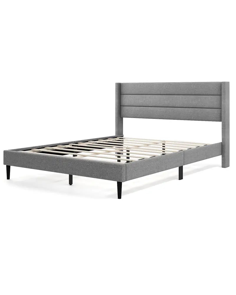 Linen Upholstered Platform Twin/Queen Bed Frame with Wingback Headboard-Queen Size - Simple Bed Frame