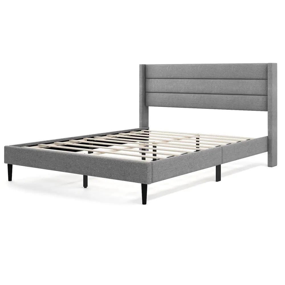 Linen Upholstered Platform Twin/Queen Bed Frame with Wingback Headboard-Queen Size - Simple Bed Frame