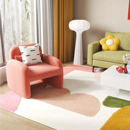 Living Room Deluxe Furniture Set-Accent Chair + Modular L-Shaped Sectional Sofa + LED Coffee Table - Living Room
