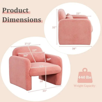 Living Room Deluxe Furniture Set-Accent Chair + Modular L-Shaped Sectional Sofa + LED Coffee Table - Living Room