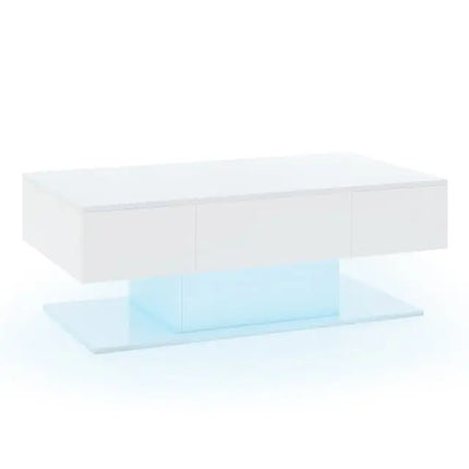 Living Room Deluxe Furniture Set-Accent Chair + Modular L-Shaped Sectional Sofa + LED Coffee Table - Living Room