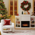 Living Room Set: 70 Inch Media Entertainment Center and Modern Upholstered Chenille Accent Chair - Living Room