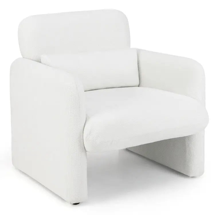 Living Room Set: 70 Inch Media Entertainment Center and Modern Upholstered Chenille Accent Chair - Living Room