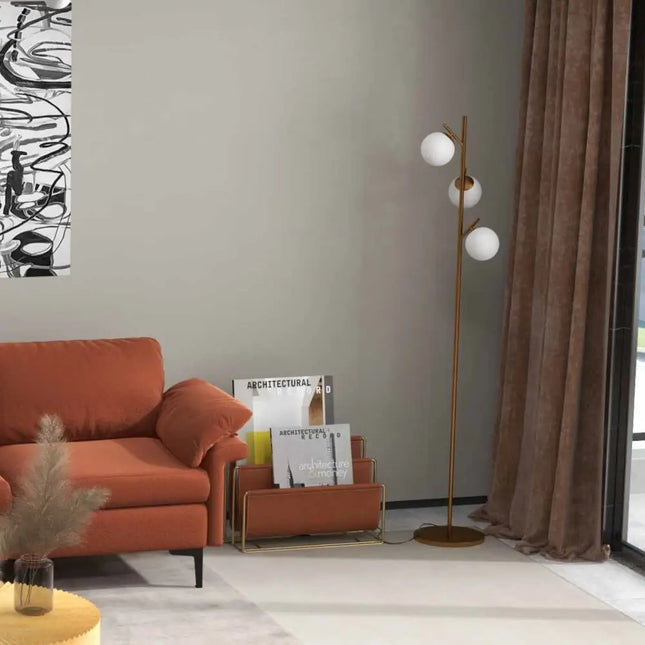 Living Room Set: Floor Lamp + Accent Chair + 3-Seat Sofa - Living Room