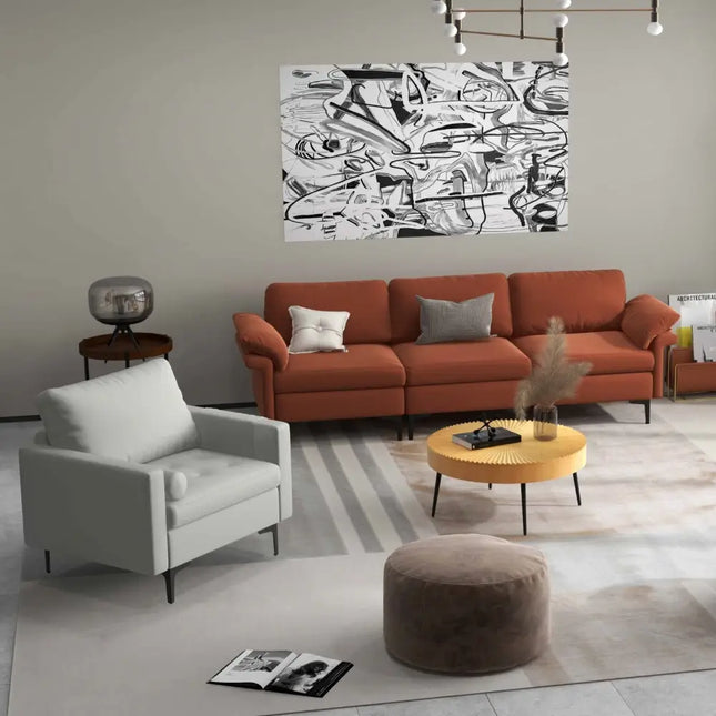 Living Room Set: Floor Lamp + Accent Chair + 3-Seat Sofa - Living Room