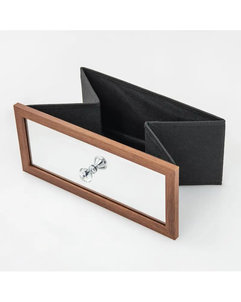 Lockable 360° Swivel Jewelry Cabinet with Full-Length Mirror LED Lights-Walnut - Walnut - Jewelry Armoires