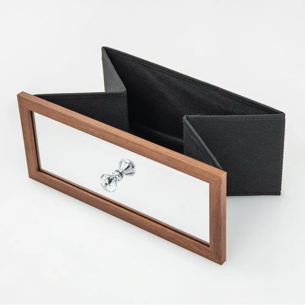 Lockable 360° Swivel Jewelry Cabinet with Full-Length Mirror LED Lights-Walnut - Walnut - Jewelry Armoires