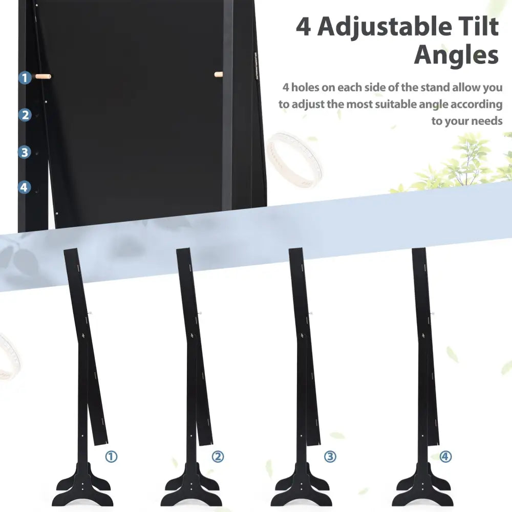 Lockable Mirrored Jewelry Cabinet Armoire Storage Organizer Box-Black - Black - Jewelry Armoires