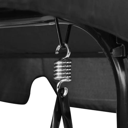 Loveseat Cushioned Patio Steel Frame Swing Glider -Black - Black - Porch Swings