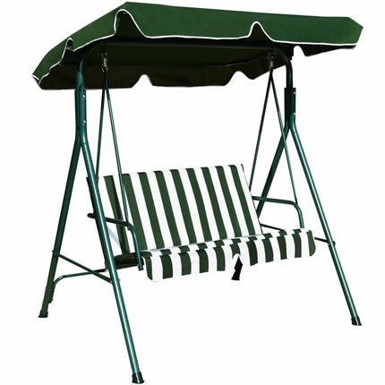 Loveseat Cushioned Patio Steel Frame Swing Glider -Green - Green - Porch Swings