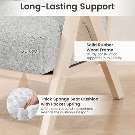 Loveseat Sofa for Small Spaces with Throw Pillows Rubber Wood Frame Padded Seat-Gray - Gray - Sofas & Loveseats