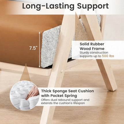 Loveseat Sofa for Small Spaces with Throw Pillows Rubber Wood Frame Padded Seat-Brown - Brown - Sofas & Loveseats