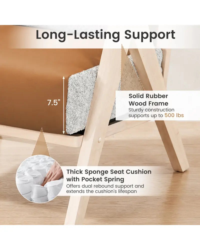 Loveseat Sofa for Small Spaces with Throw Pillows Rubber Wood Frame Padded Seat-Brown - Brown - Sofas & Loveseats
