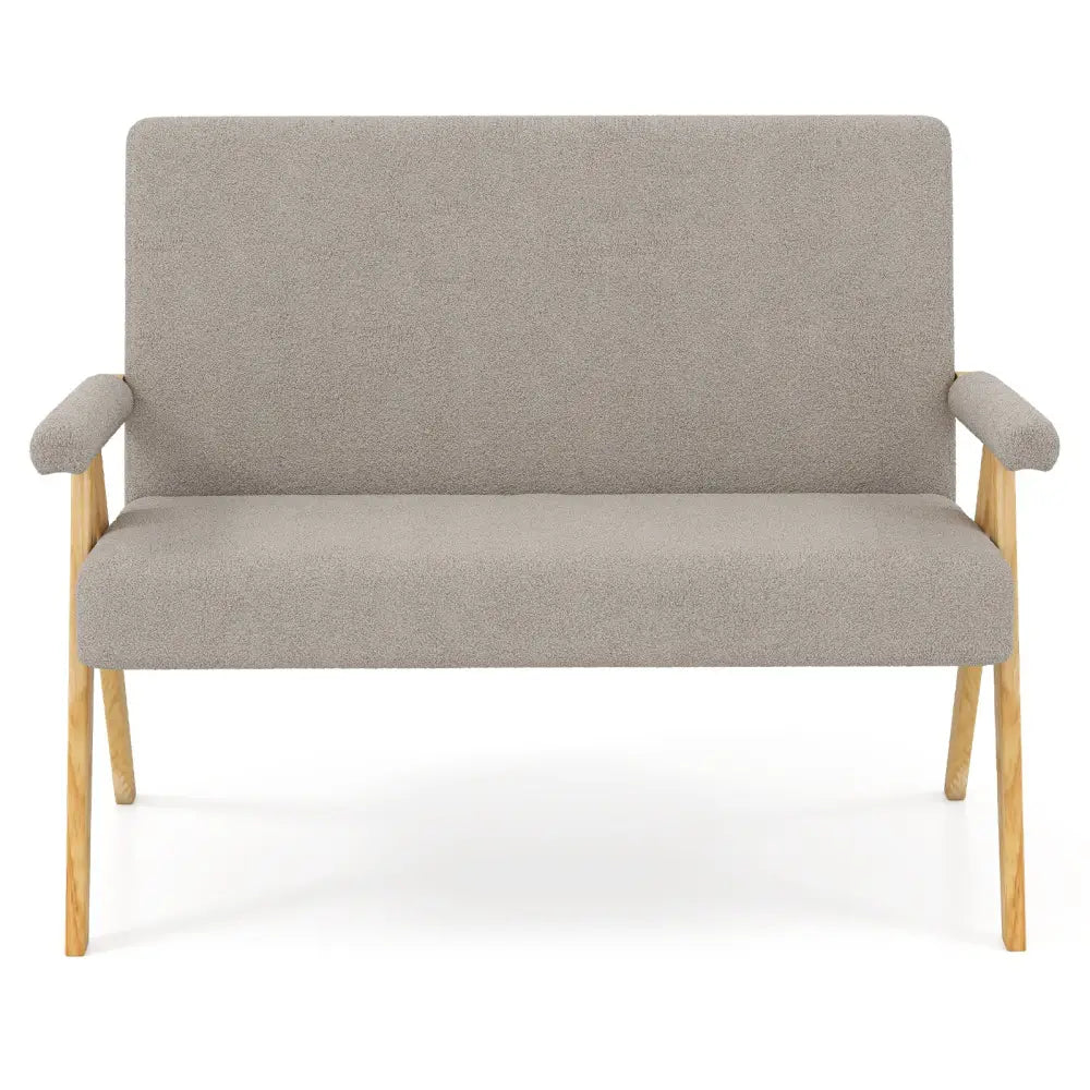 Loveseat Sofa with Armrests and Wooden Legs-Gray - Gray - Sofas & Loveseats