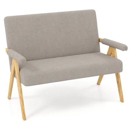Loveseat Sofa with Armrests and Wooden Legs-Gray - Gray - Sofas & Loveseats