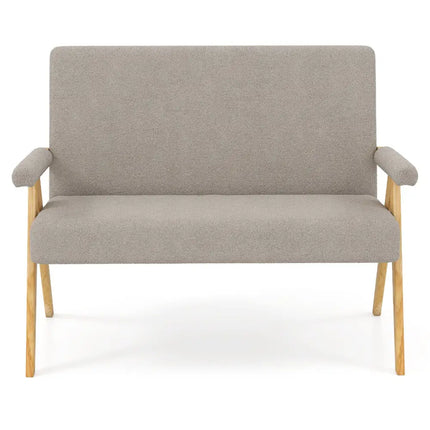 Loveseat Sofa with Armrests and Wooden Legs-Gray - Gray - Sofas & Loveseats