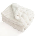 Luxury Fuzzy Plush Rabbit Fur Bubble Blanket for Armchair-White - White - Bedding