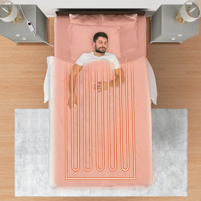 Machine Washable Electric Bed Warmer with Dual Controller 9 Heat Setting and 9-Hour Auto Off and Overheat