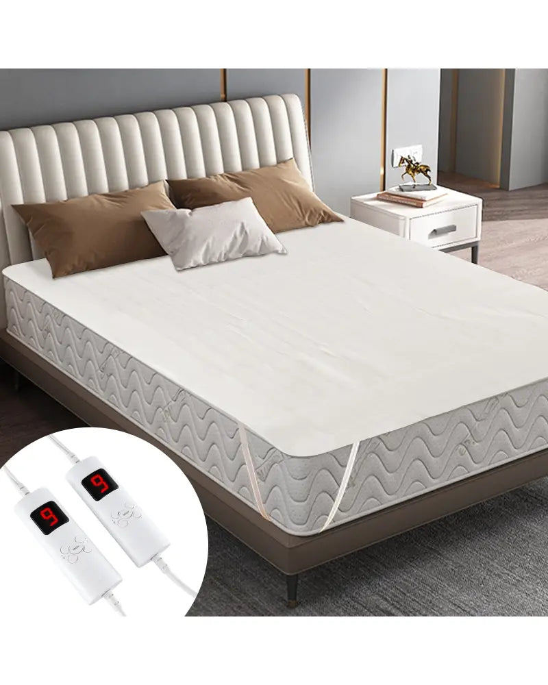 Machine Washable Electric Bed Warmer with Dual Controller 9 Heat Setting and 9-Hour Auto Off and Overheat