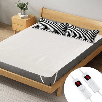 Machine Washable Electric Bed Warmer with Dual Controller 9 Heat Setting and 9-Hour Auto Off and Overheat