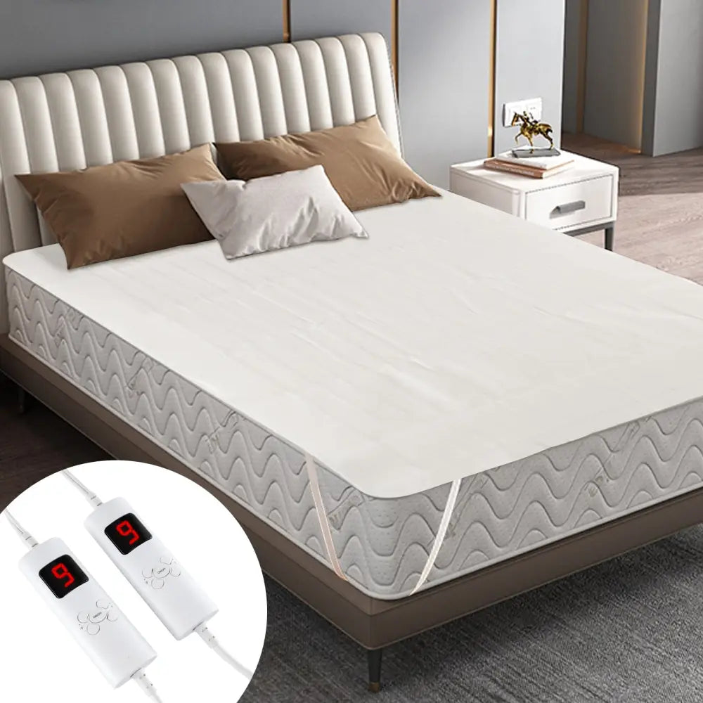 Machine Washable Electric Bed Warmer with Dual Controller 9 Heat Setting and 9-Hour Auto Off and Overheat