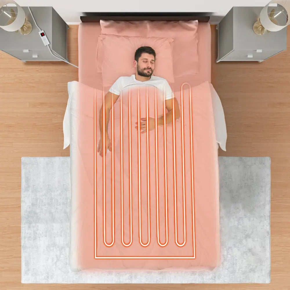 Machine Washable Electric Bed Warmer with Dual Controller 9 Heat Setting and 9-Hour Auto Off and Overheat