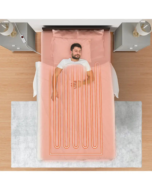 Machine Washable Electric Bed Warmer with Dual Controller 9 Heat Setting and 9-Hour Auto Off and Overheat