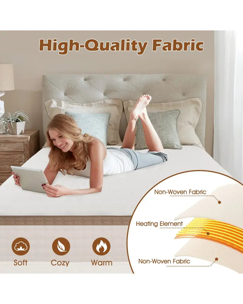 Machine Washable Electric Bed Warmer with Dual Controller 9 Heat Setting and 9-Hour Auto Off and Overheat
