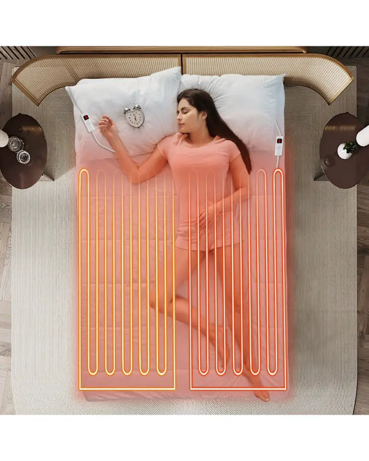 Machine Washable Electric Bed Warmer with Dual Controller 9 Heat Setting and 9-Hour Auto Off and Overheat