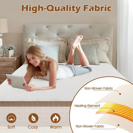 Machine Washable Electric Bed Warmer with Dual Controller 9 Heat Setting and 9-Hour Auto Off and Overheat