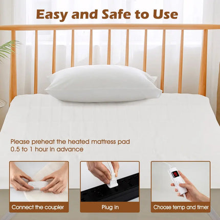 Machine Washable Electric Bed Warmer with Dual Controller 9 Heat Setting and 9-Hour Auto Off and Overheat