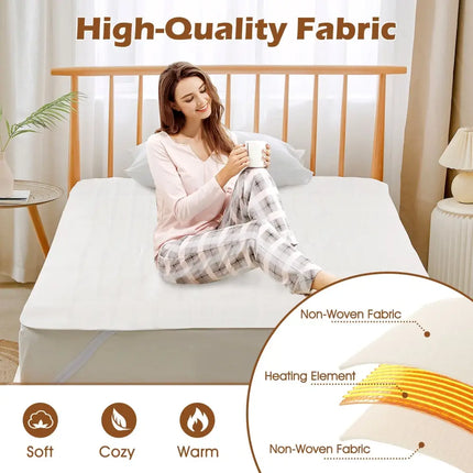Machine Washable Electric Bed Warmer with Dual Controller 9 Heat Setting and 9-Hour Auto Off and Overheat