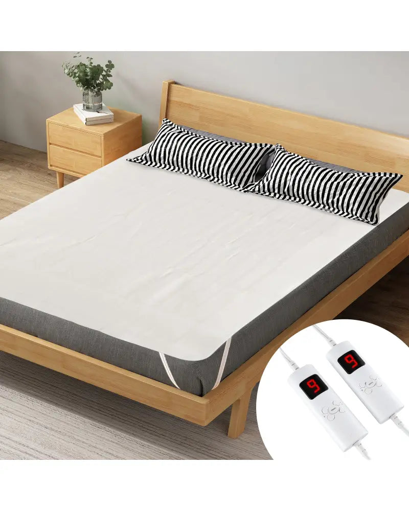 Machine Washable Electric Bed Warmer with Dual Controller 9 Heat Setting and 9-Hour Auto Off and Overheat