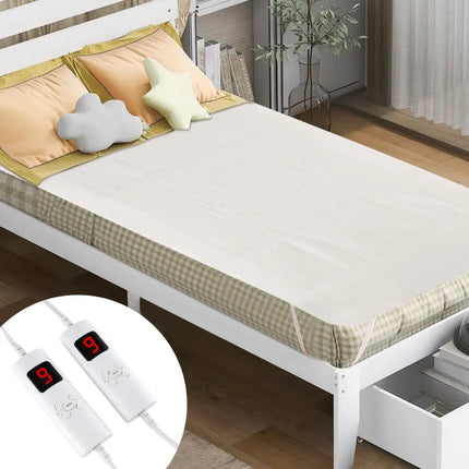 Machine Washable Electric Bed Warmer with Dual Controller 9 Heat Setting and 9-Hour Auto Off and Overheat