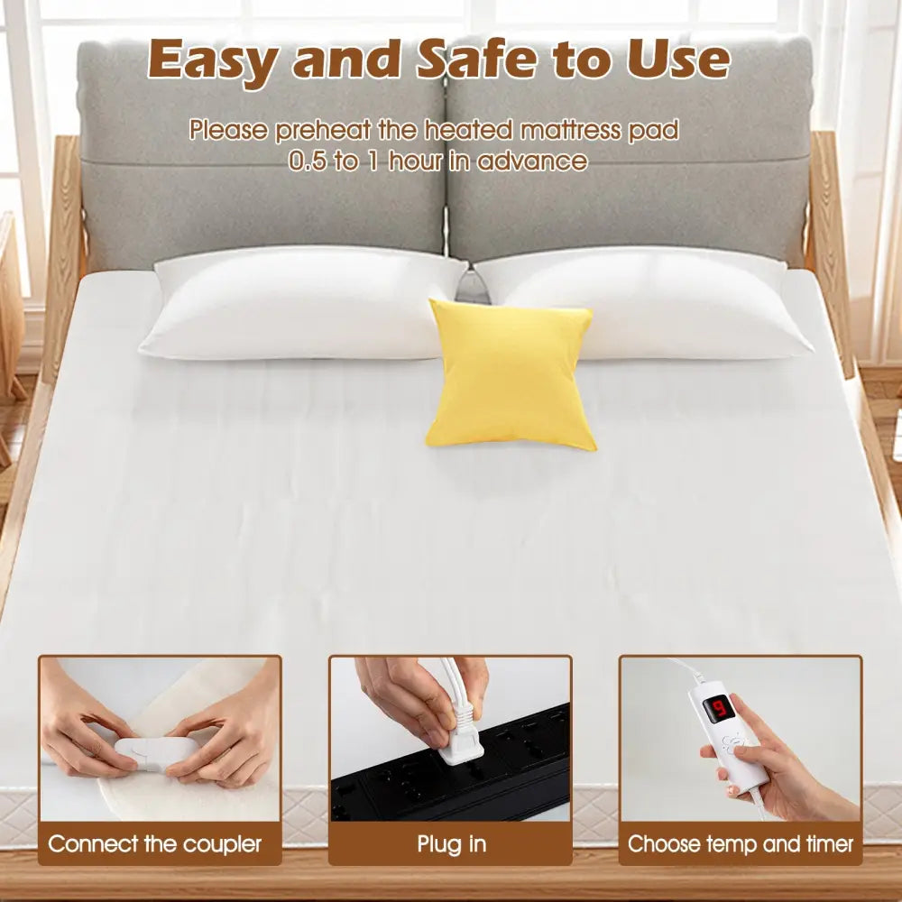 Machine Washable Electric Bed Warmer with Dual Controller 9 Heat Setting and 9-Hour Auto Off and Overheat