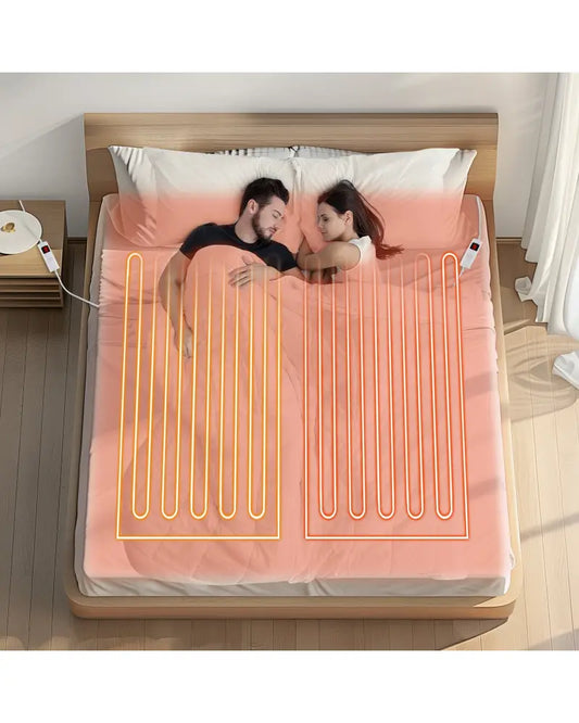 Machine Washable Electric Bed Warmer with Dual Controller 9 Heat Setting and 9-Hour Auto Off and Overheat